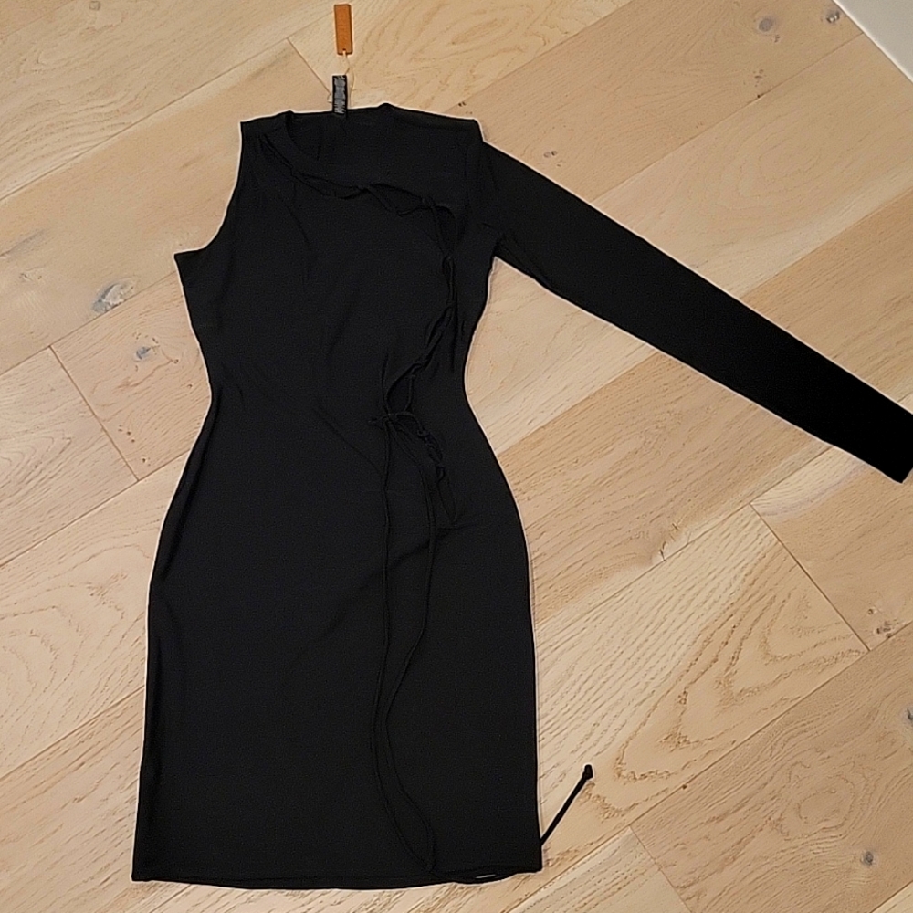 NWT SKIMS Black Lace up Mini Dress